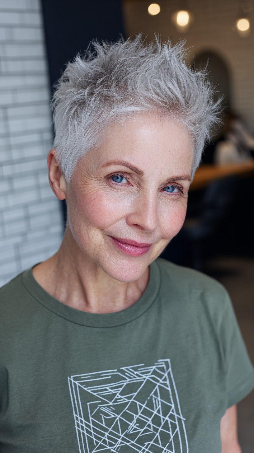 Softly Tousled Silver Pixie