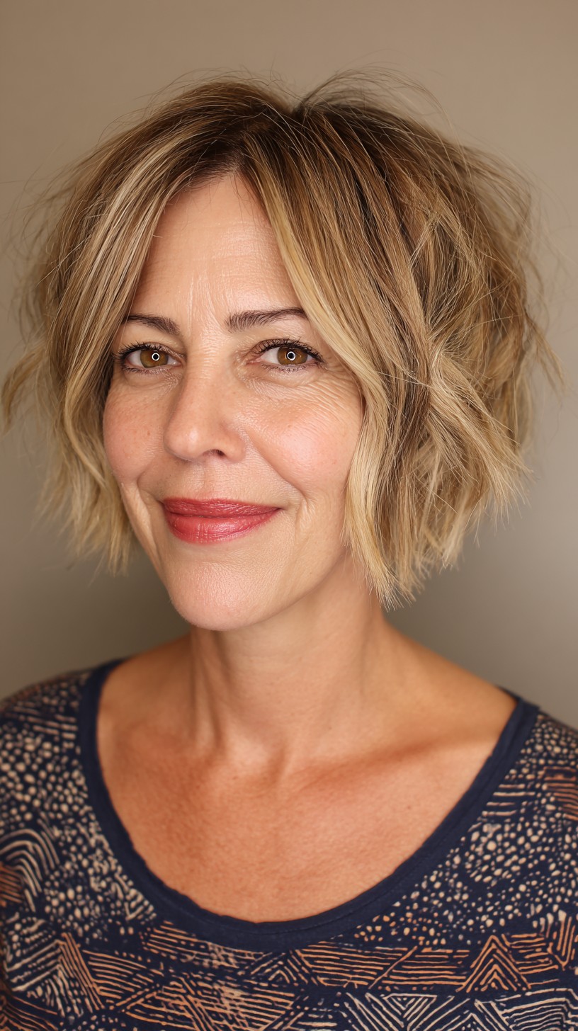 Textured Blonde Bob with Soft Waves