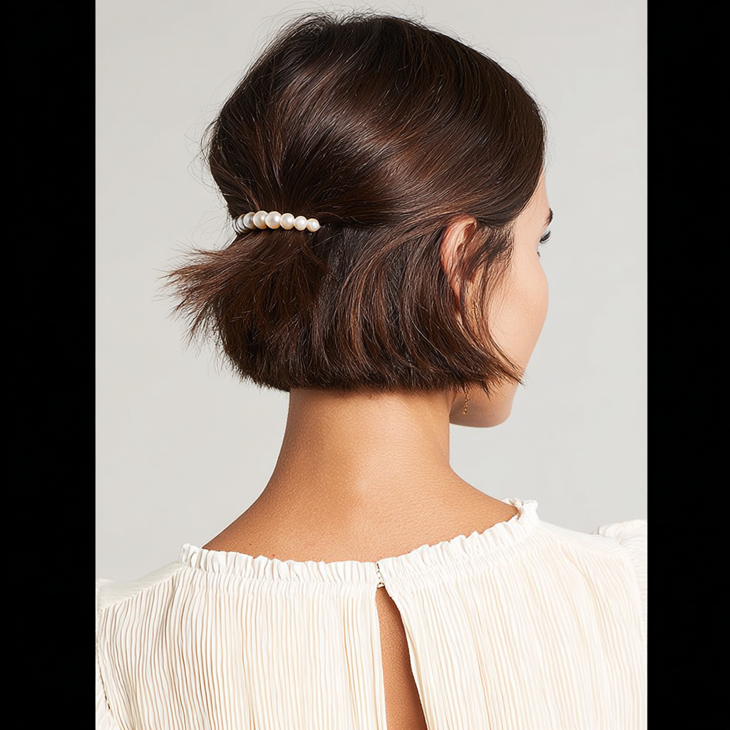 Textured Short Bob with Pearl Accent