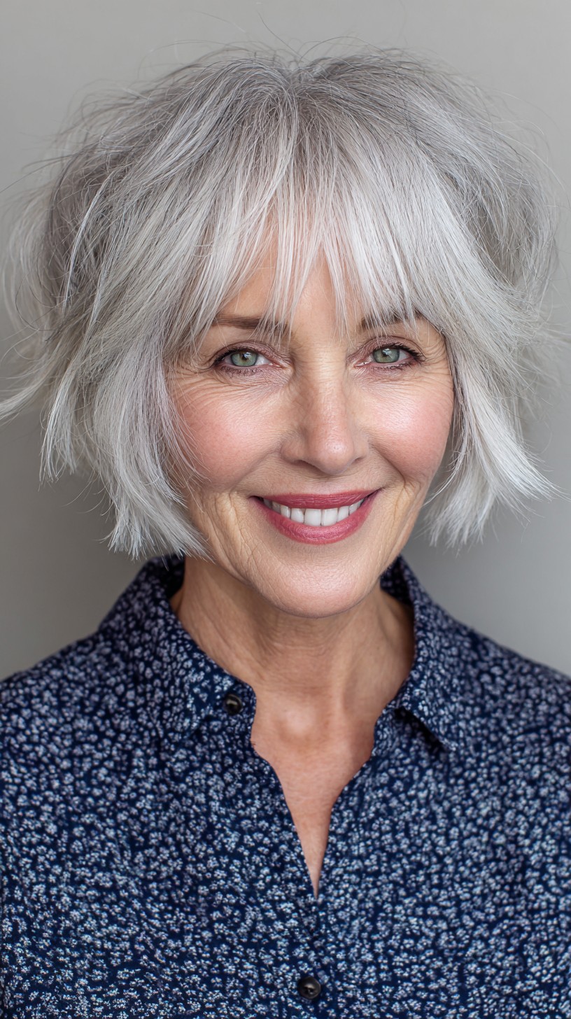 Textured Silver Pixie with Tousled Volume