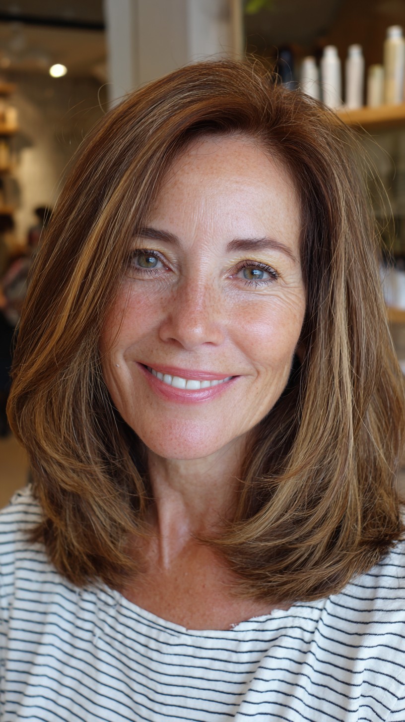 Warm Chestnut Shoulder-Length Cut with Face-Framing Layers