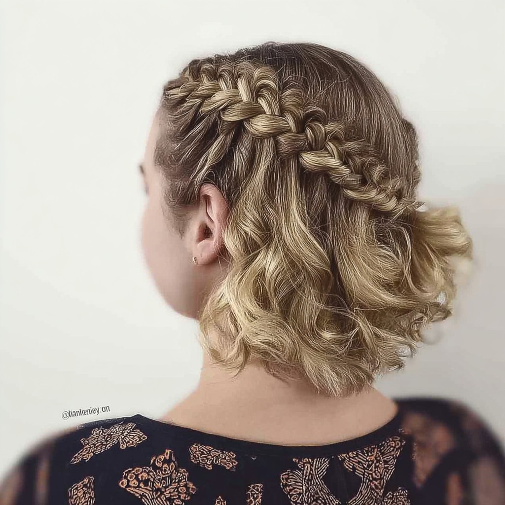 Whimsical Side-Swept Braids with Soft Curls
