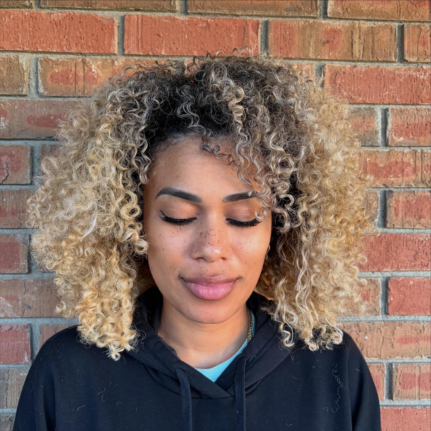 Balayage Blonde Curly Bob