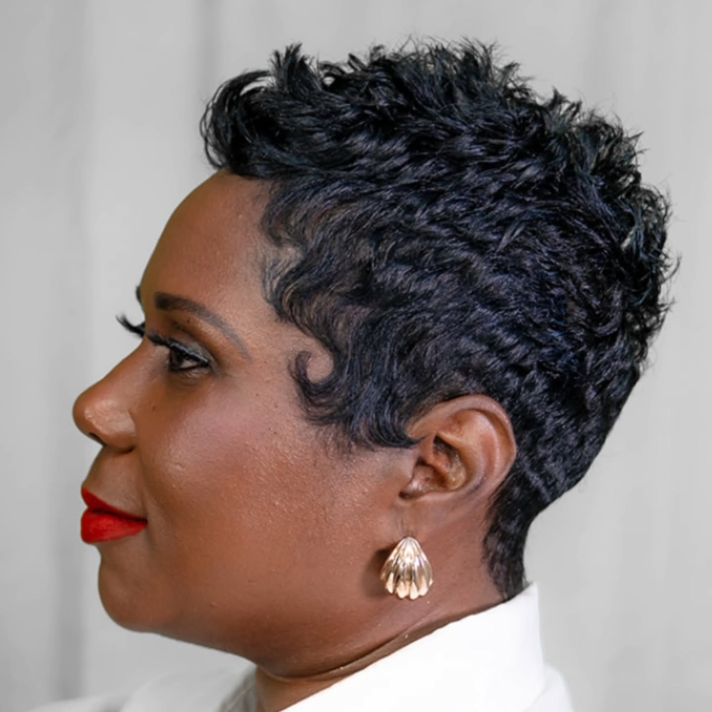 Bold Black Tapered Crop with Natural Curls
