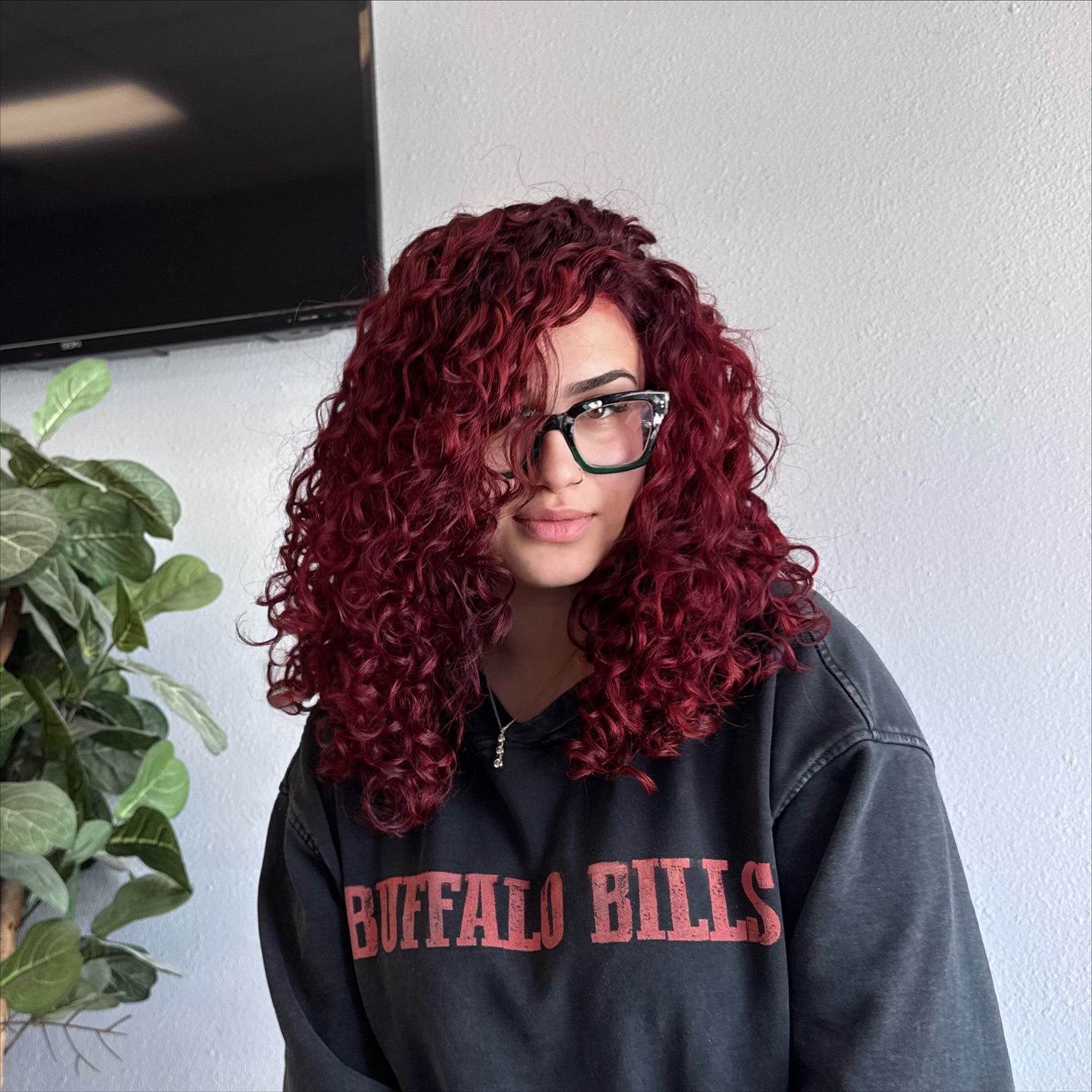 Bold Red Spiral Locks with Medium Length