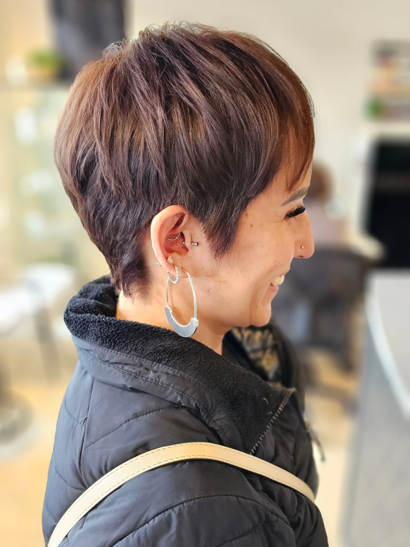 Chic Brunette Pixie with Subtle Highlights