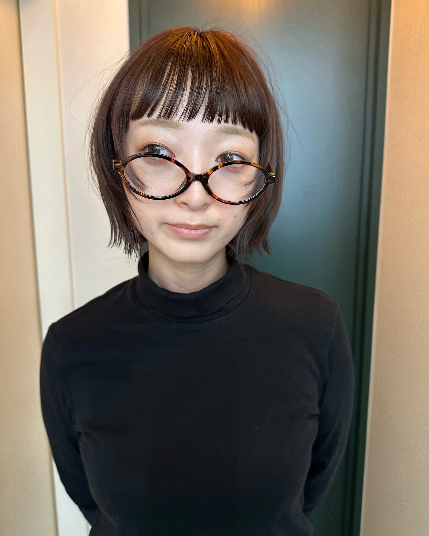 Chic Espresso Bob with Rounded Precision Bangs