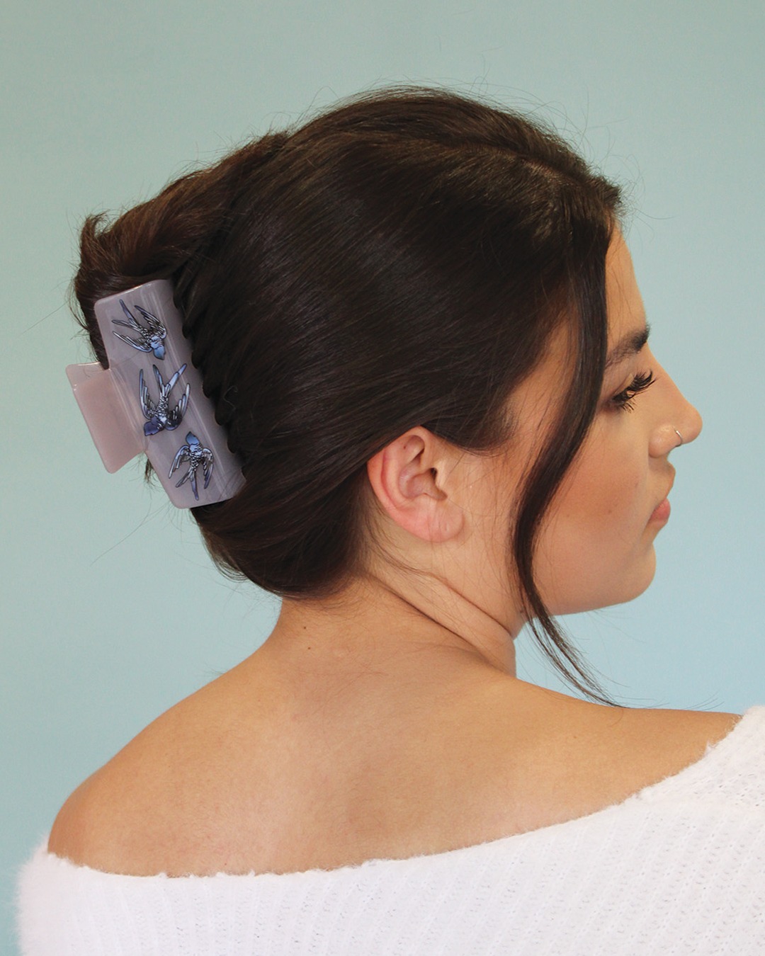 Chic Low Bun with Decorative Hair Clip