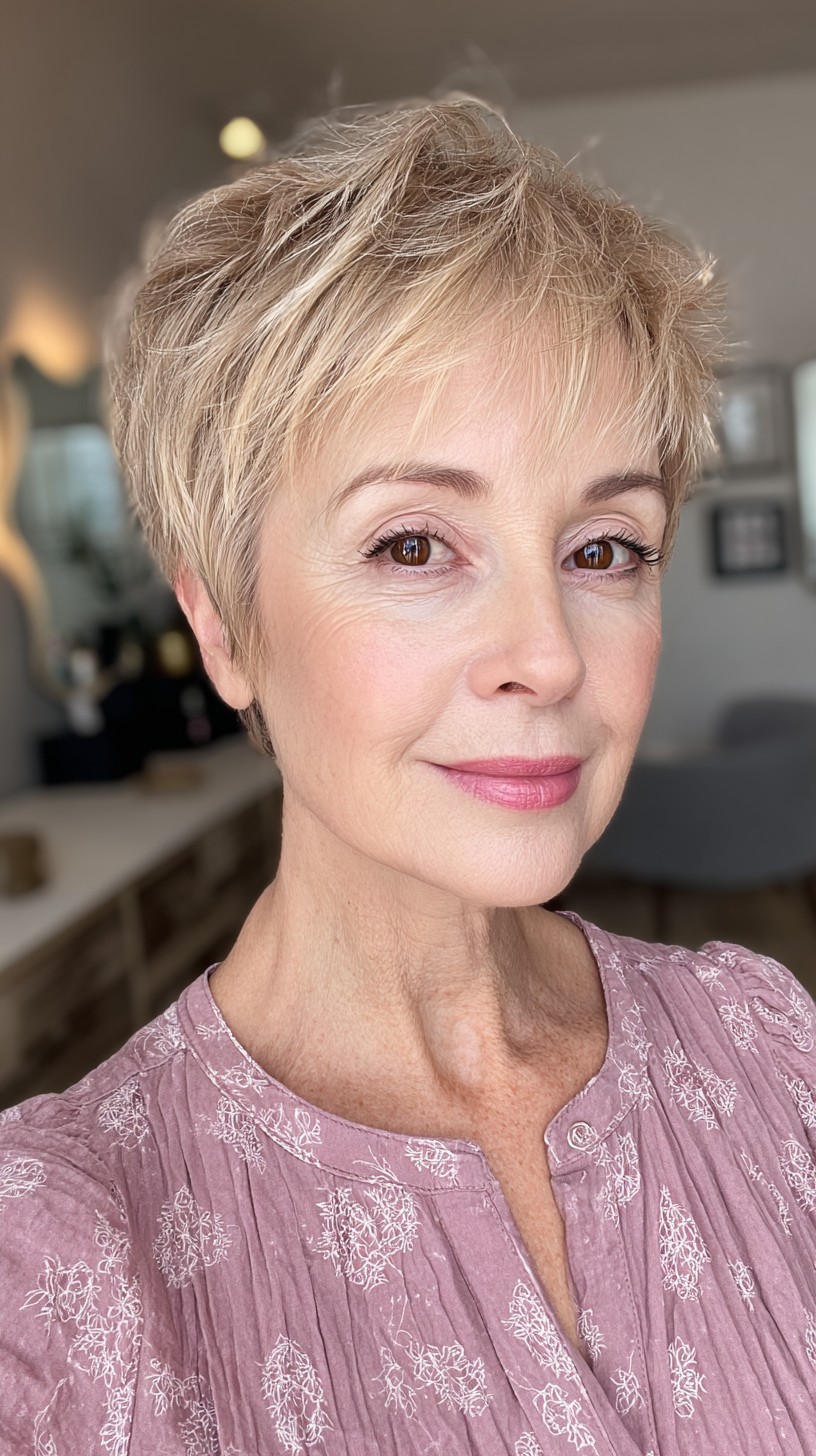 Chic Textured Pixie for Fine Hair