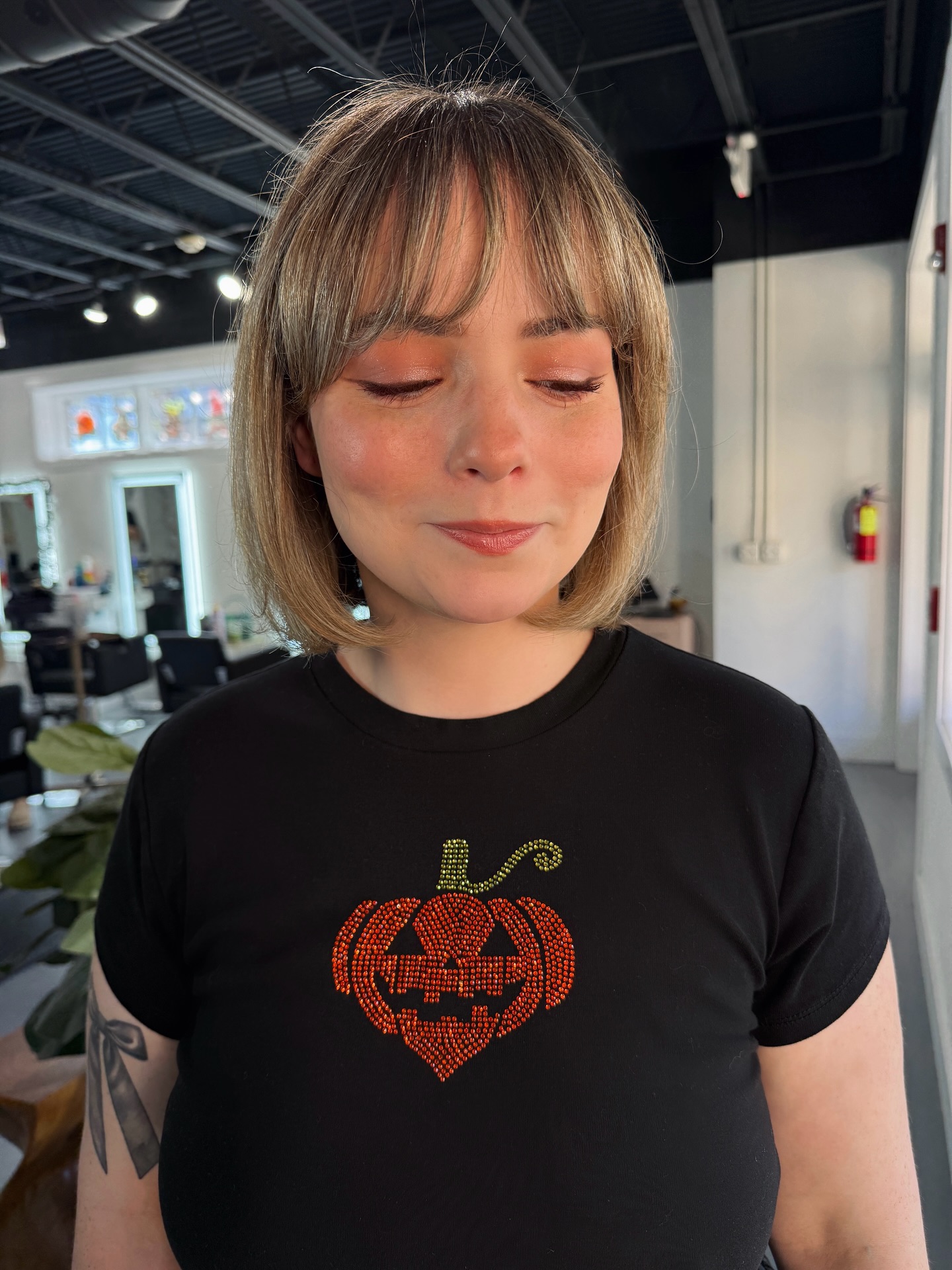 Classic Golden Brown Bob with Straight Fringe