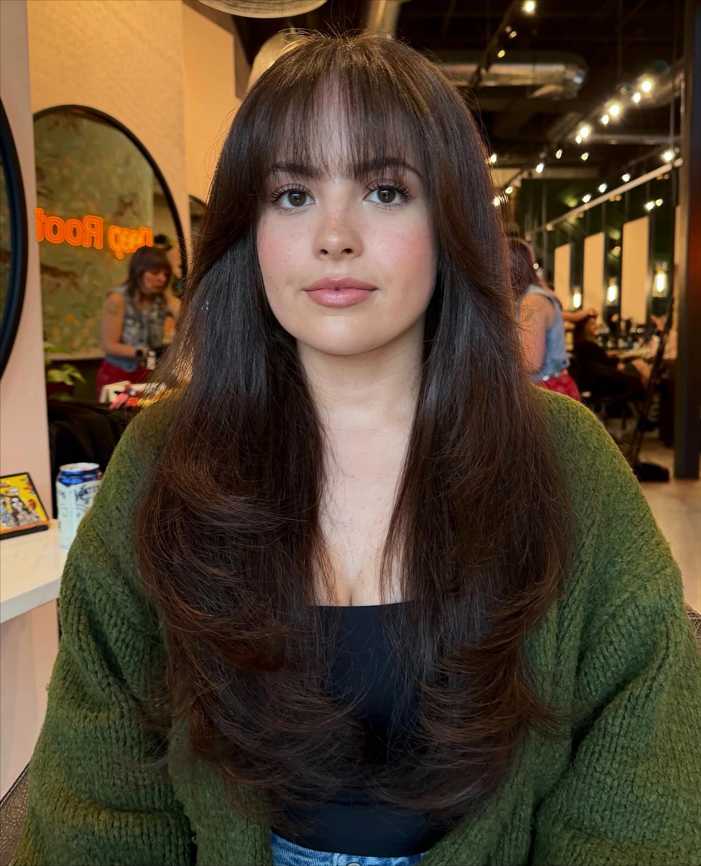 Elegant Long Layered Cut with Soft Face-Framing Bangs