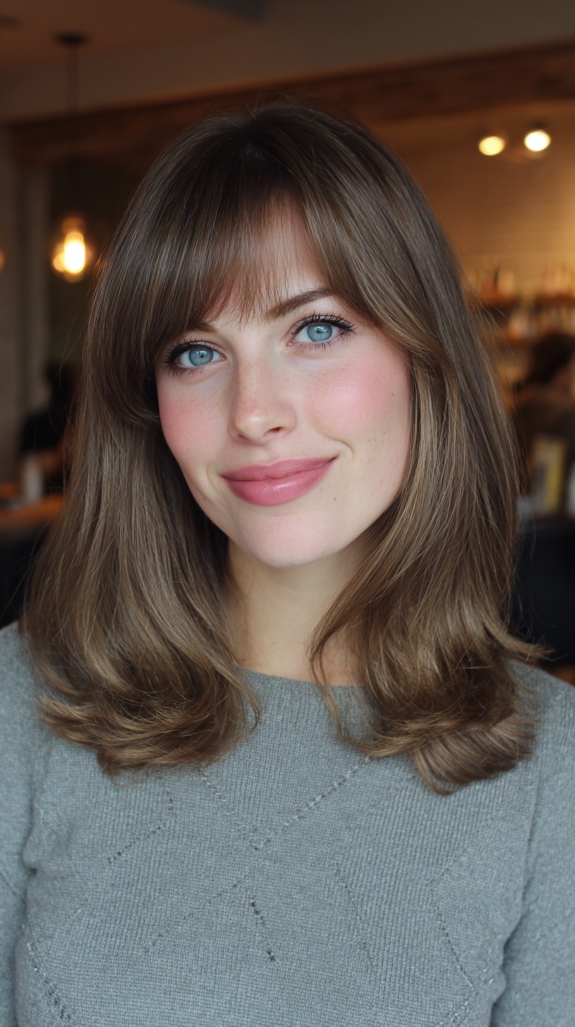 Feathered Mocha Bob with Light Fringe