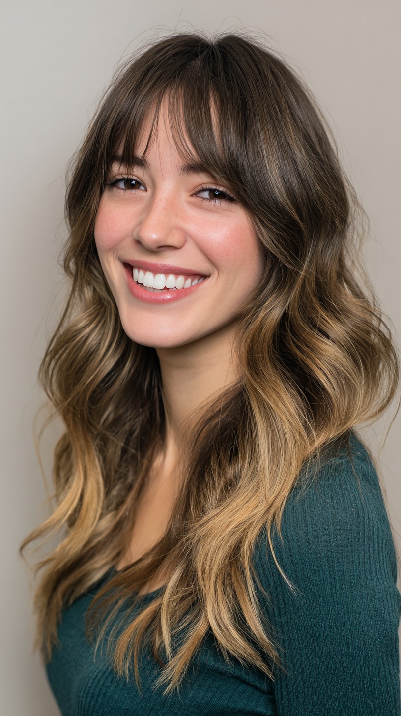 Flowing Caramel Waves with Delicate Fringe