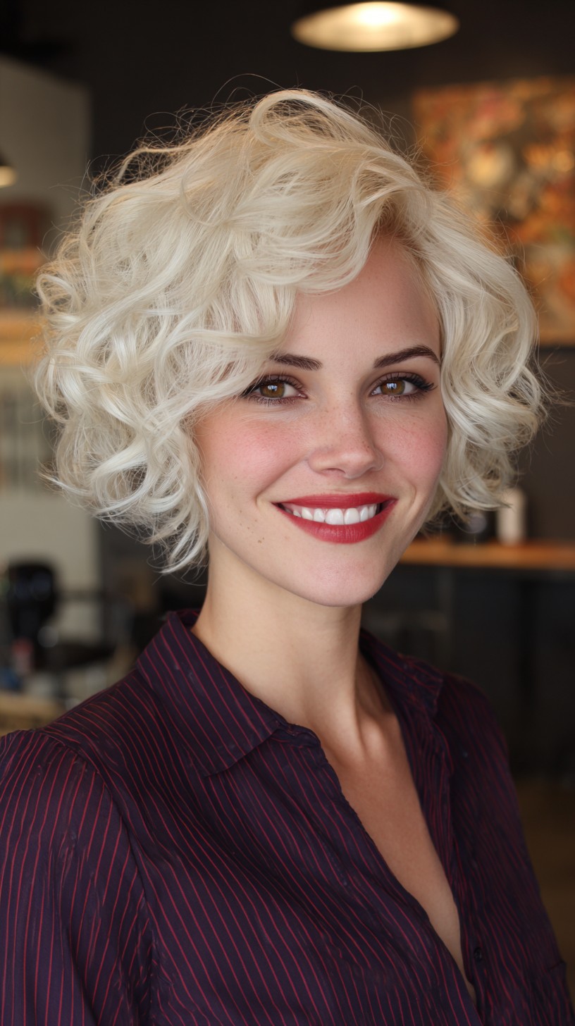 Platinum Blonde Tousled Marilyn Curls