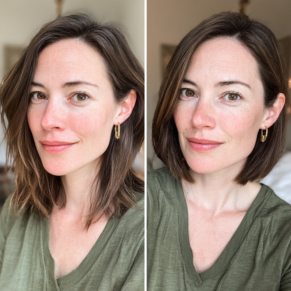 Refined Chestnut A-Line Bob with Subtle Texturing