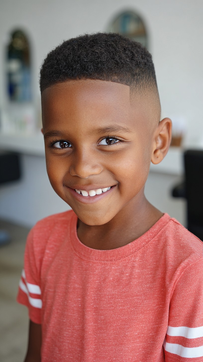 Sharp-Edged High-Top Fade with Natural Curls