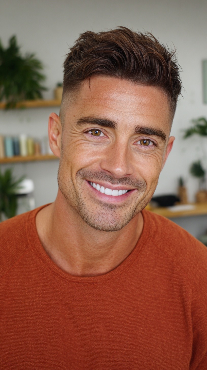 Sharp Sculpted Taper with Wind-Swept Top
