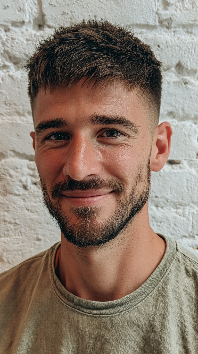 Sharp-Textured Short Crop with Subtle Fade