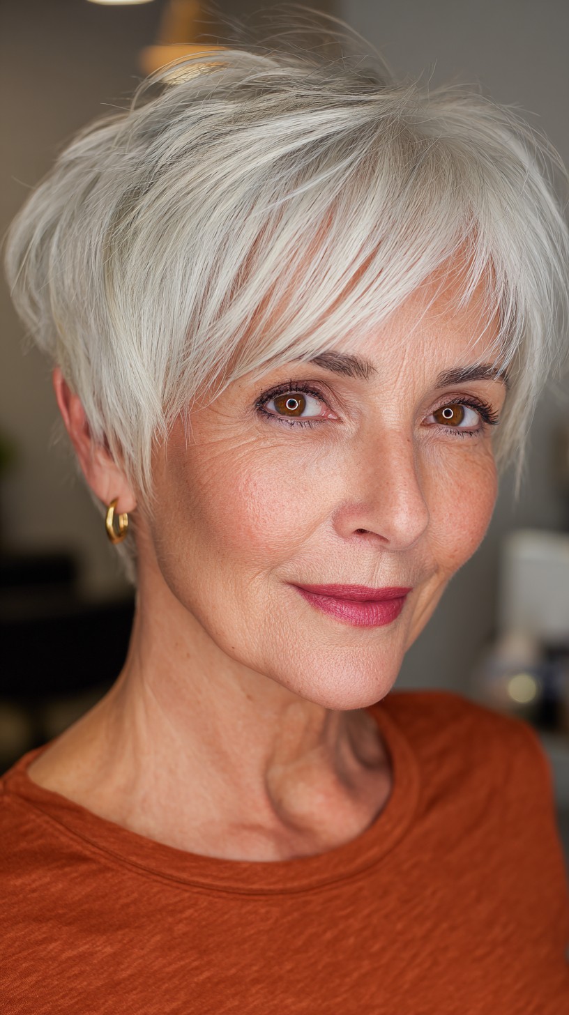 Silver Feathered Pixie with Subtle Highlights