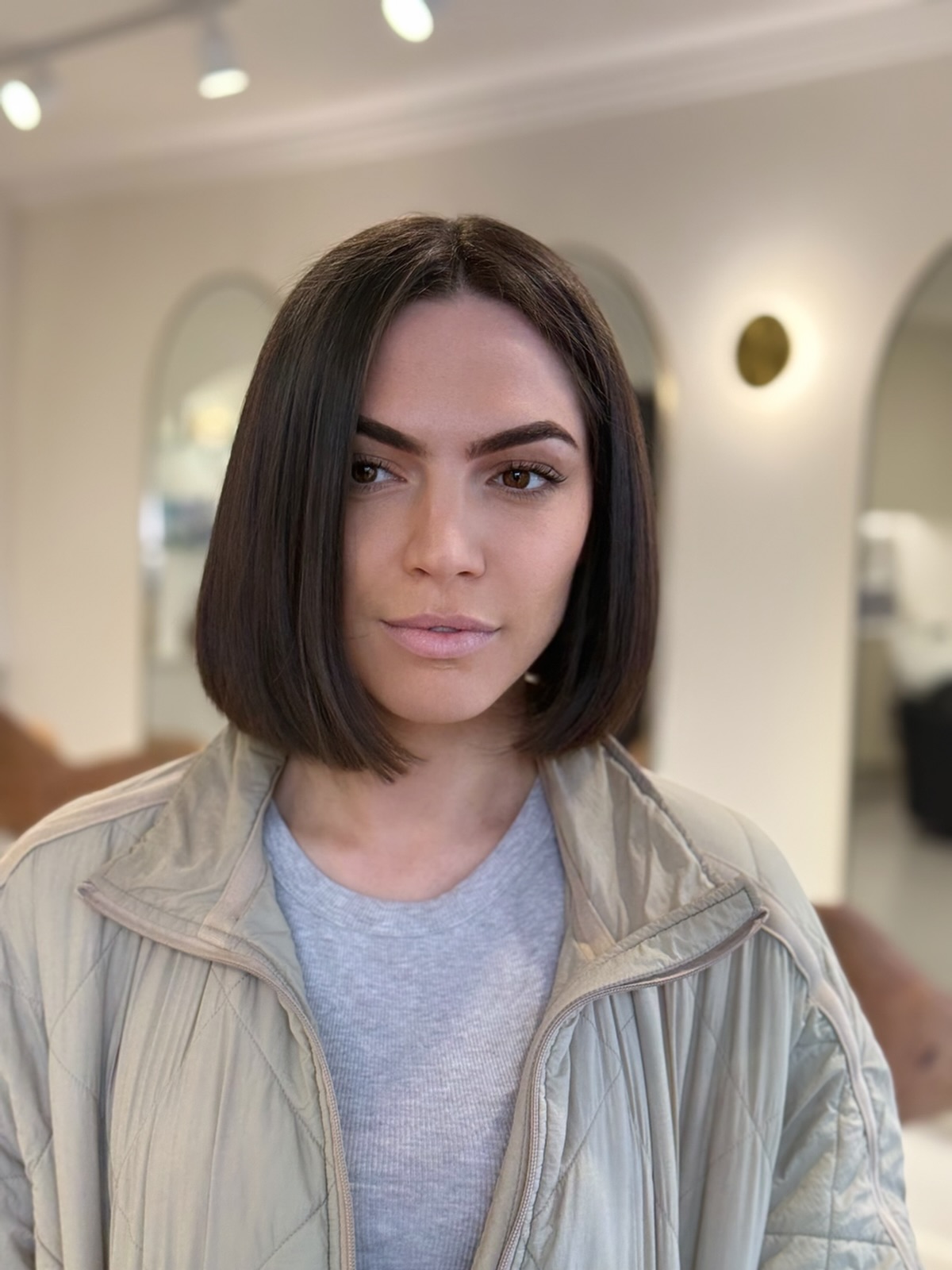 Sleek Chestnut Bob with Precision Ends