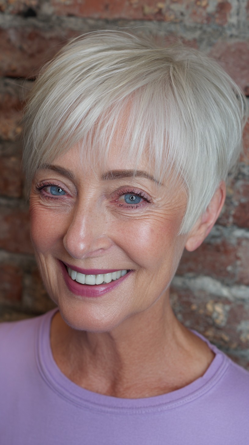 Sleek Platinum Pixie Cut for Fine Hair