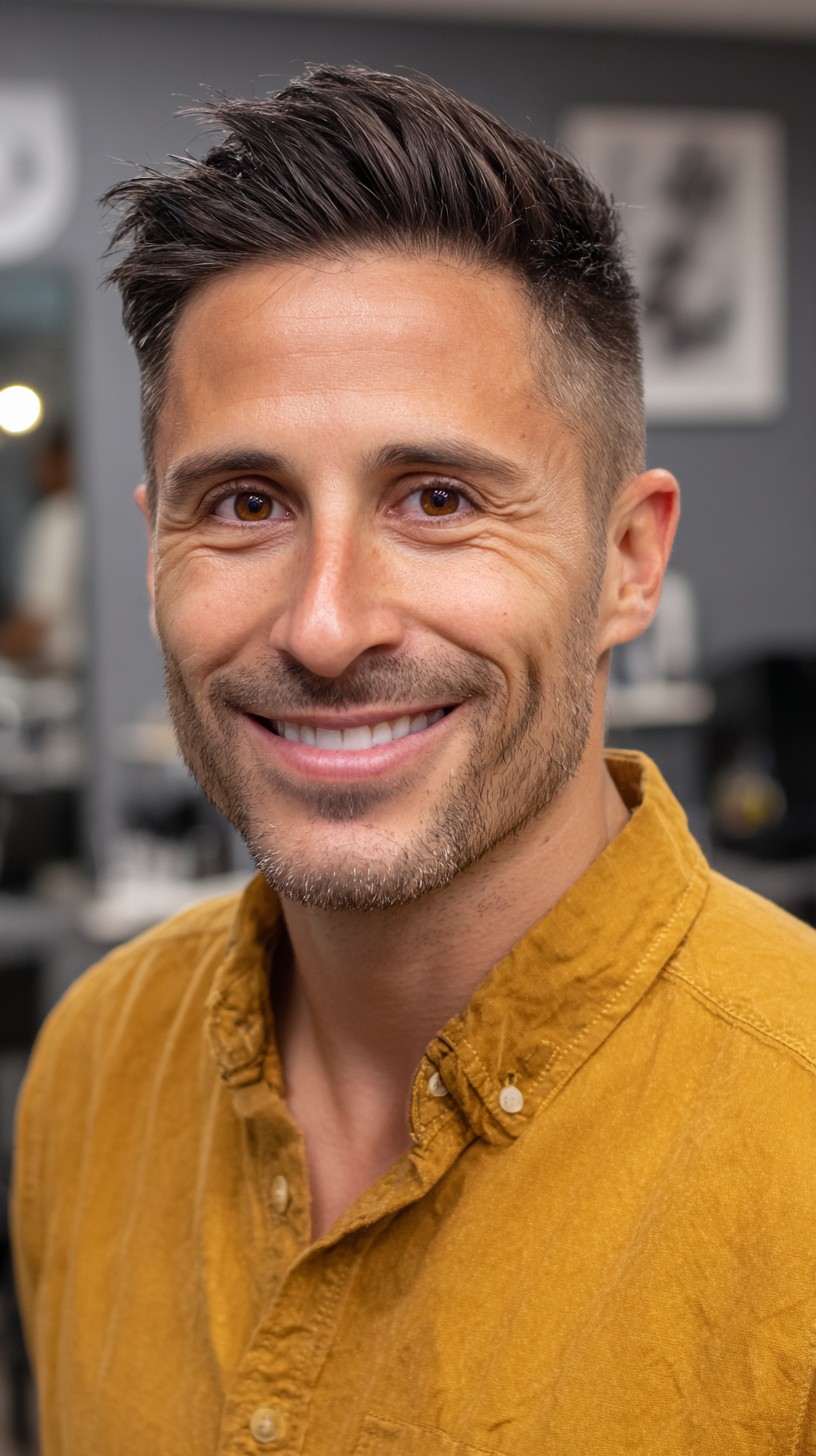 Sleek Side-Swept Top with Tapered Fade