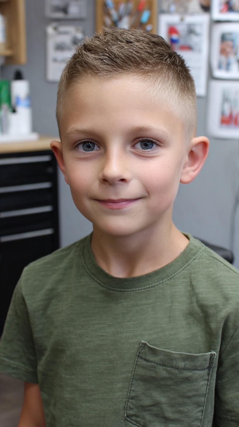 Smooth Tapered Buzz with Textured Top for Boys