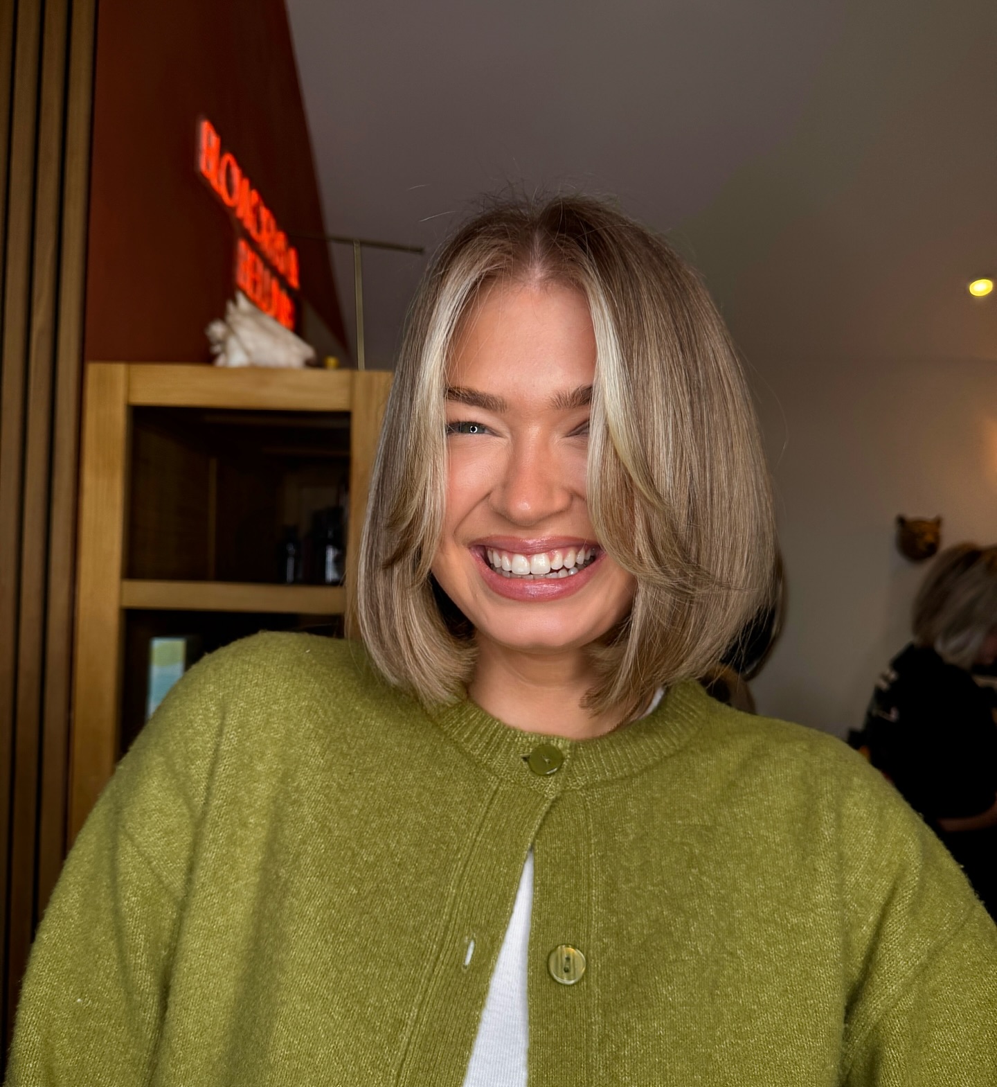 Soft Silver Blonde Bob with Textured Ends