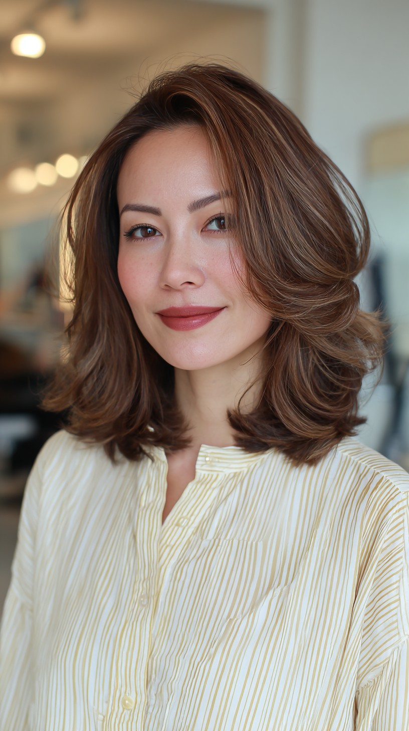 Subtle Chestnut Waves with Graduated Layers