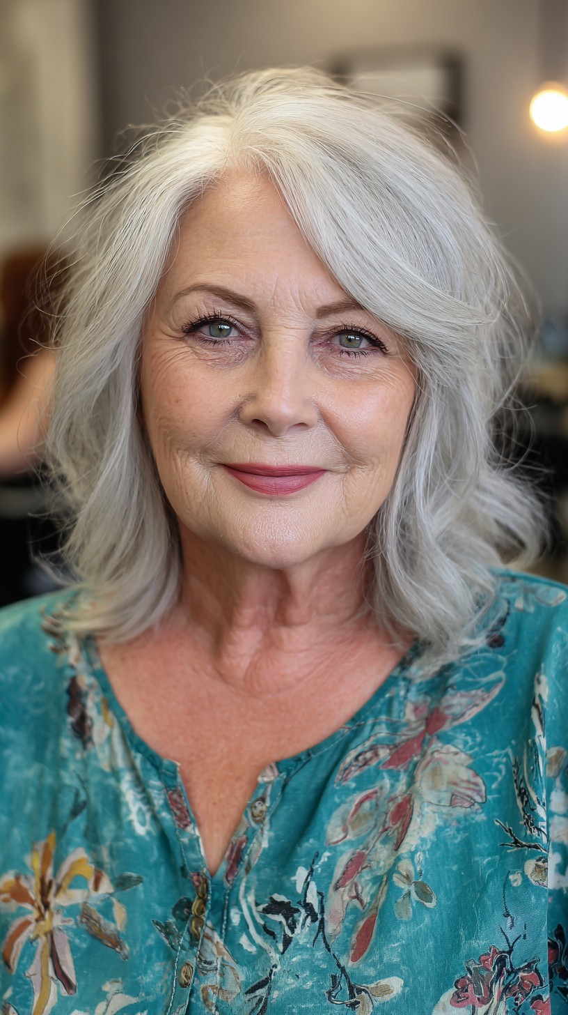 Textured Silver Waves with Side Sweep