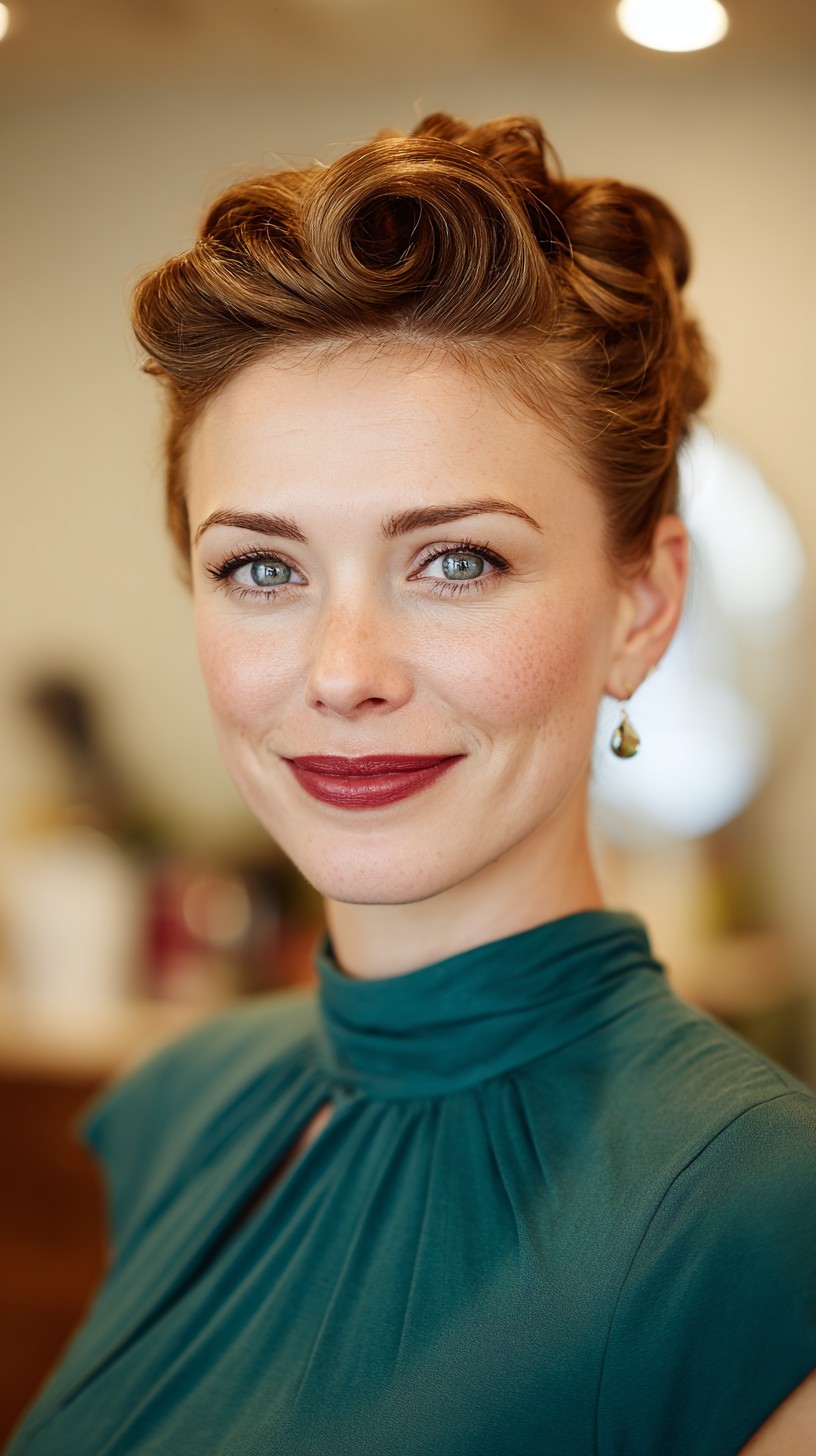 Vintage Auburn Pinwheel Updo