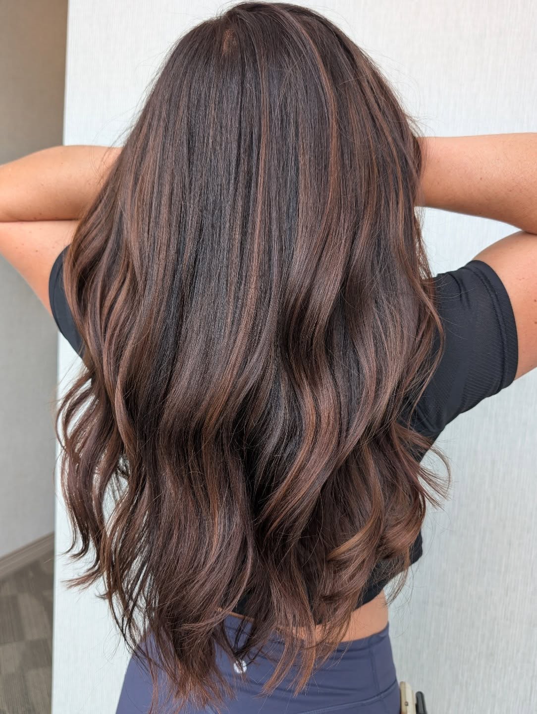 Glistening Brown Long Waves with Subtle Balayage