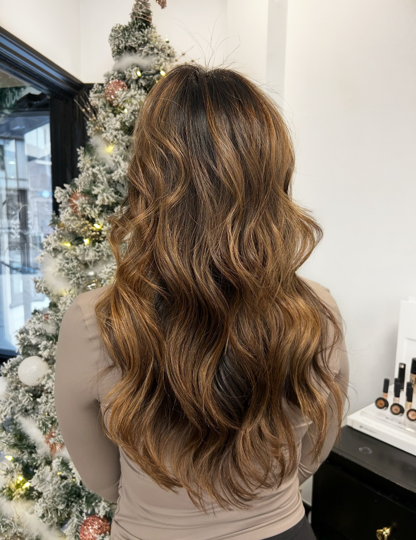 Gorgeous Long Brown Waves with Sun-Kissed Highlights