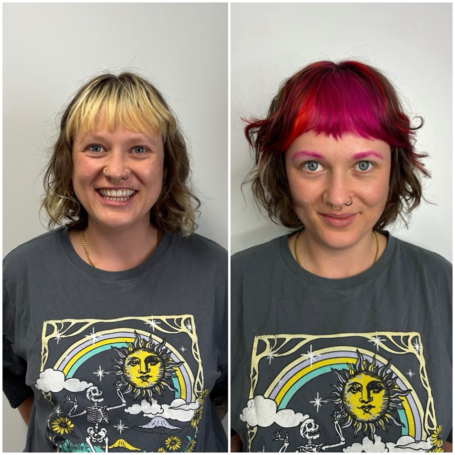 Bold Red Fringe with Soft Mid-Length Waves