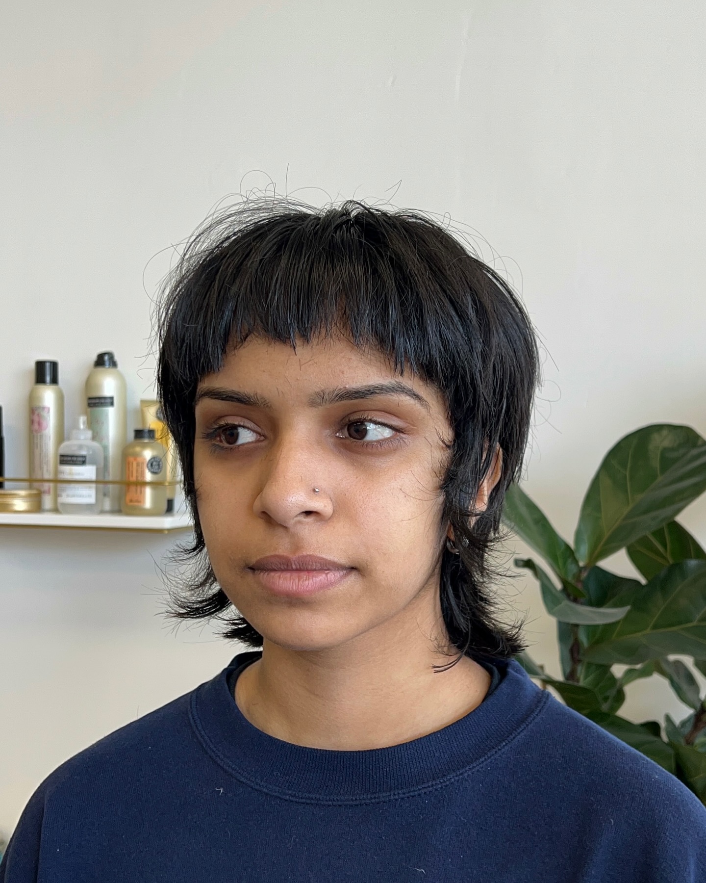 Chic Jet Black Pixie with Micro Bangs