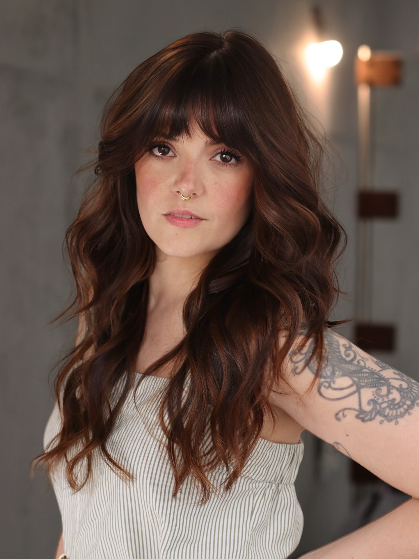 Rich Auburn Layered Shag with Wispy Bangs