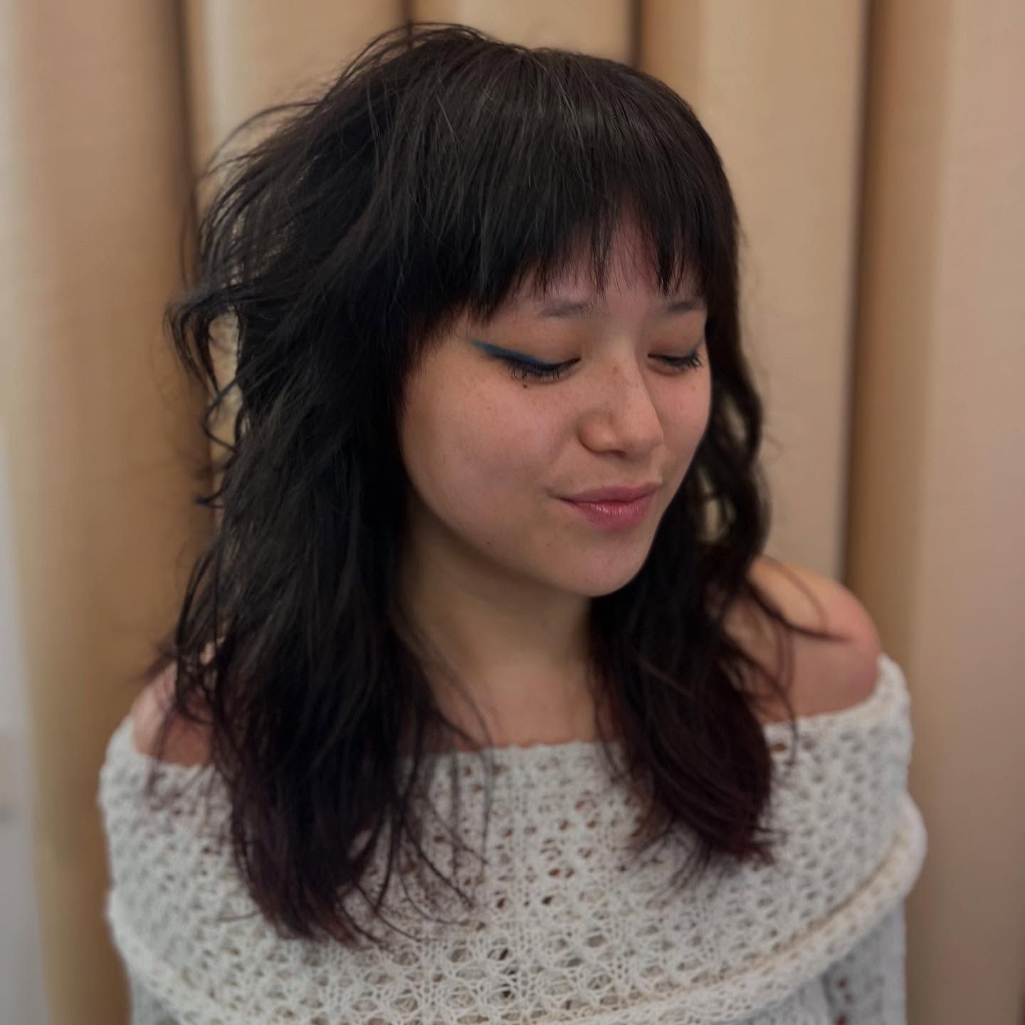 Textured Layered Shag with Bold Bangs