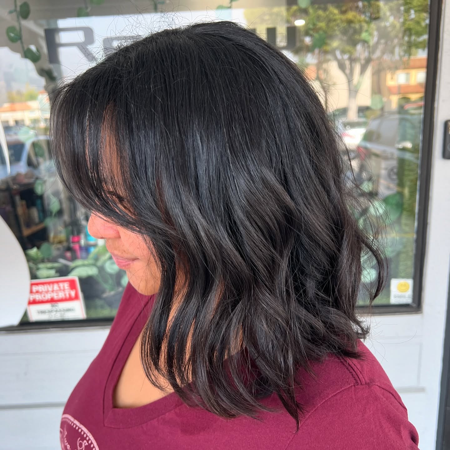 Dark Wavy Layered Cut with Face-Framing Highlights