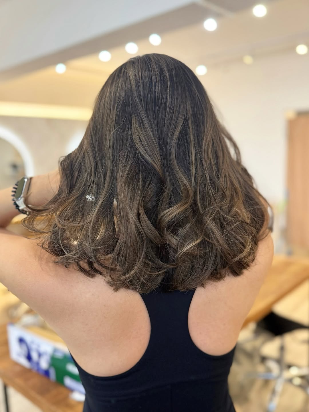 Textured Wavy Long Bob with Subtle Highlights