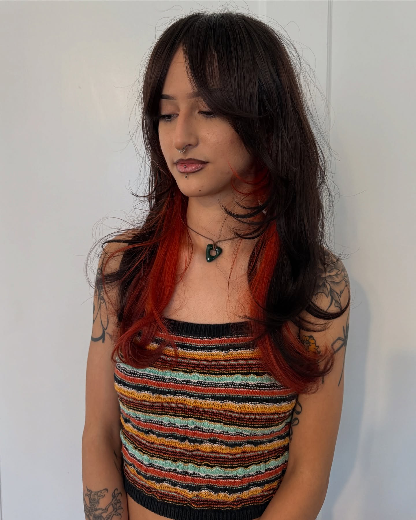 Vibrant Two-Tone Flow with Wispy Curtain Bangs