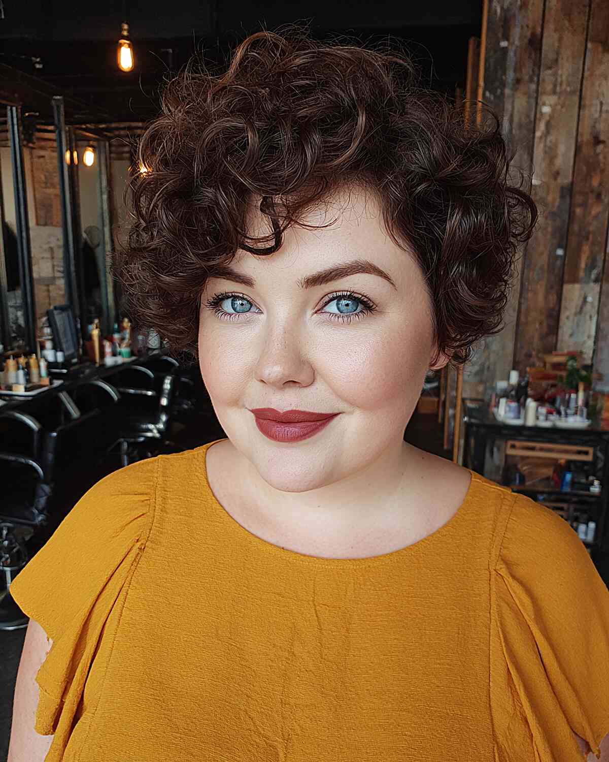 Stylish Curly Pixie Cut for Round Faces