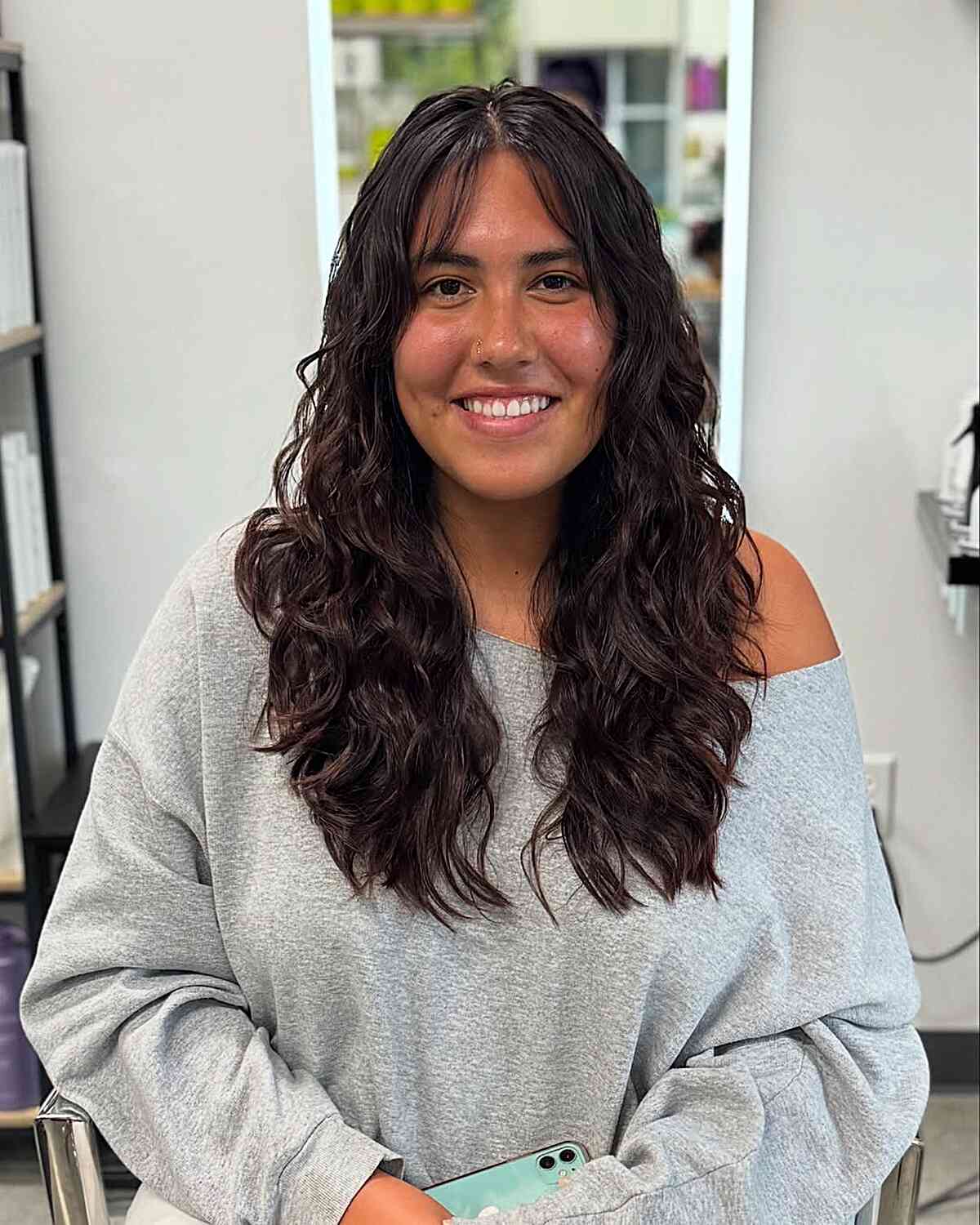 Textured Wavy Hair with Face-Framing Layers