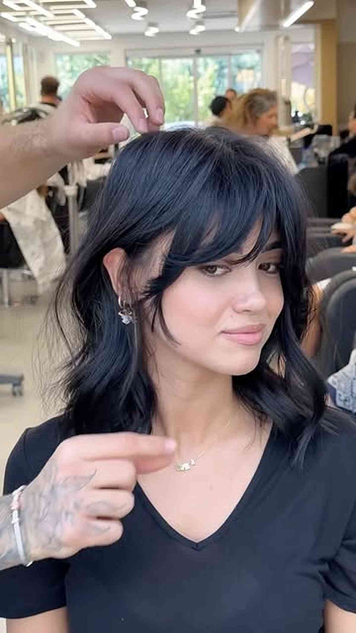 Effortless Shoulder-Length Shag with Flirty Bangs