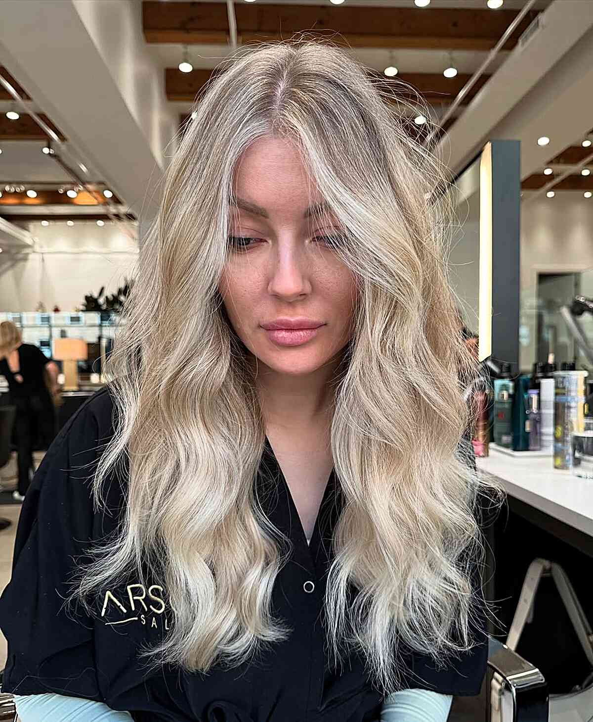 Long Blonde Balayage with Effortless Waves