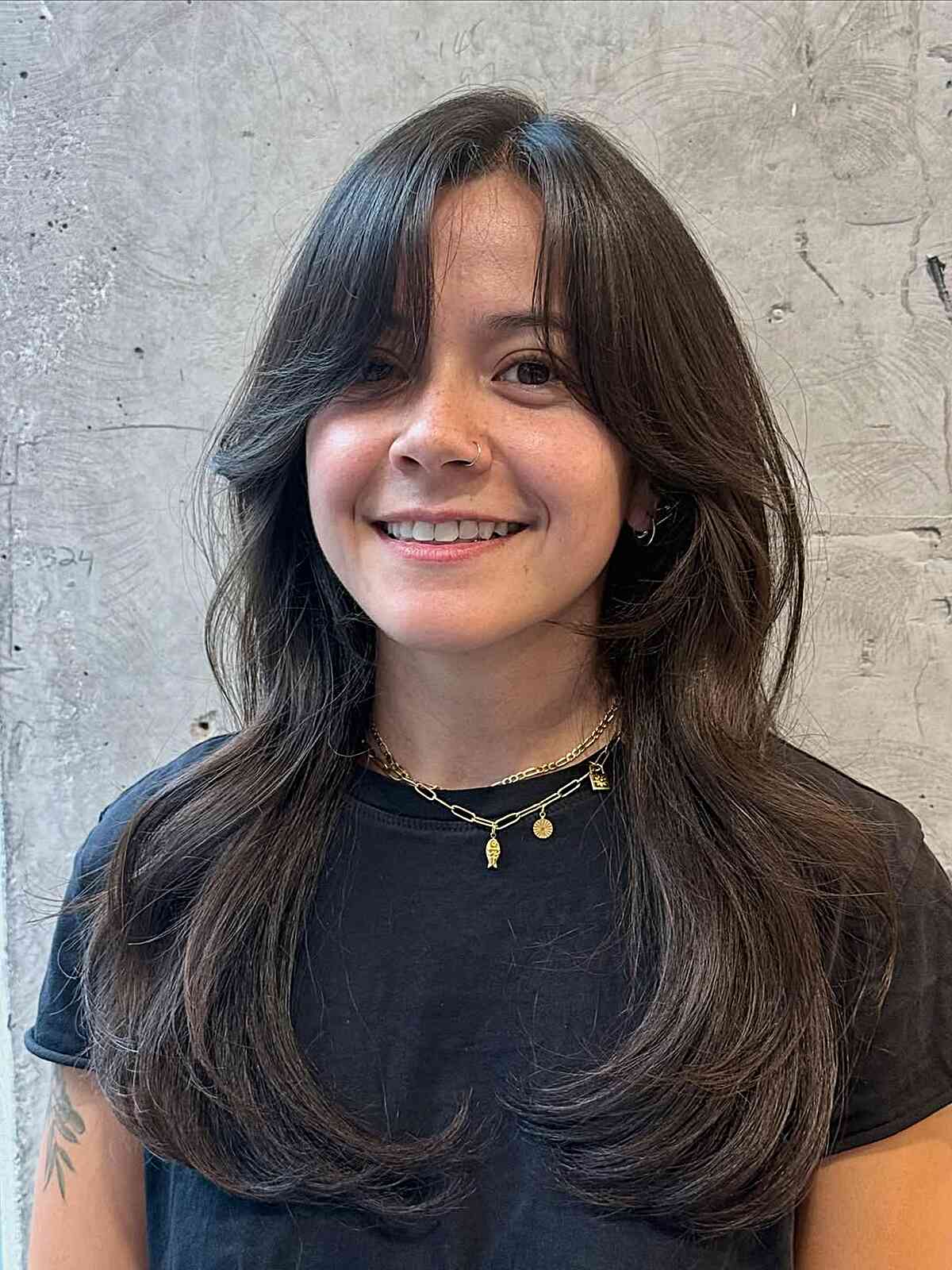 Soft Side Bangs with Long Layers