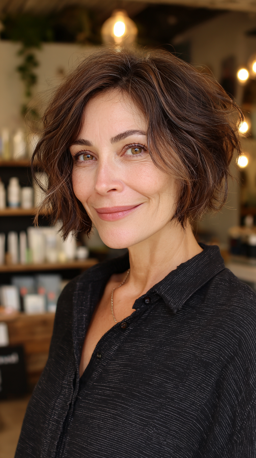 Chic Textured Bob with Natural Waves