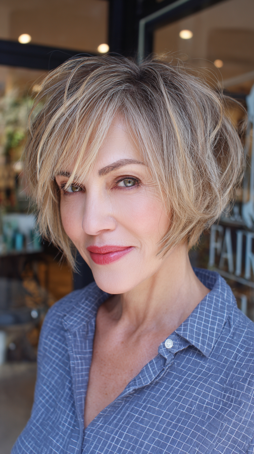 Chic Textured Bob with Playful Layers
