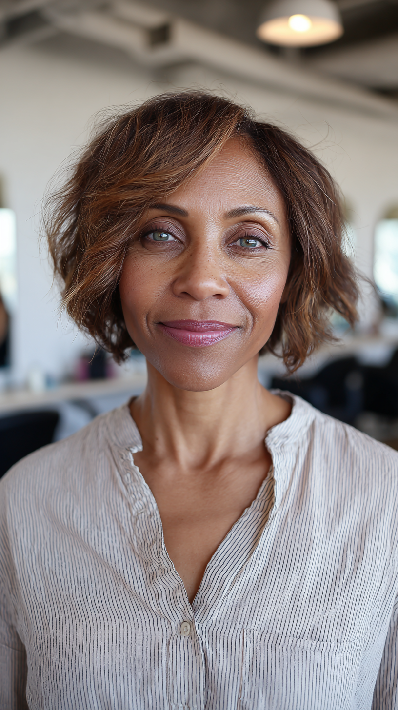 Chic Textured Bob with Soft Curls