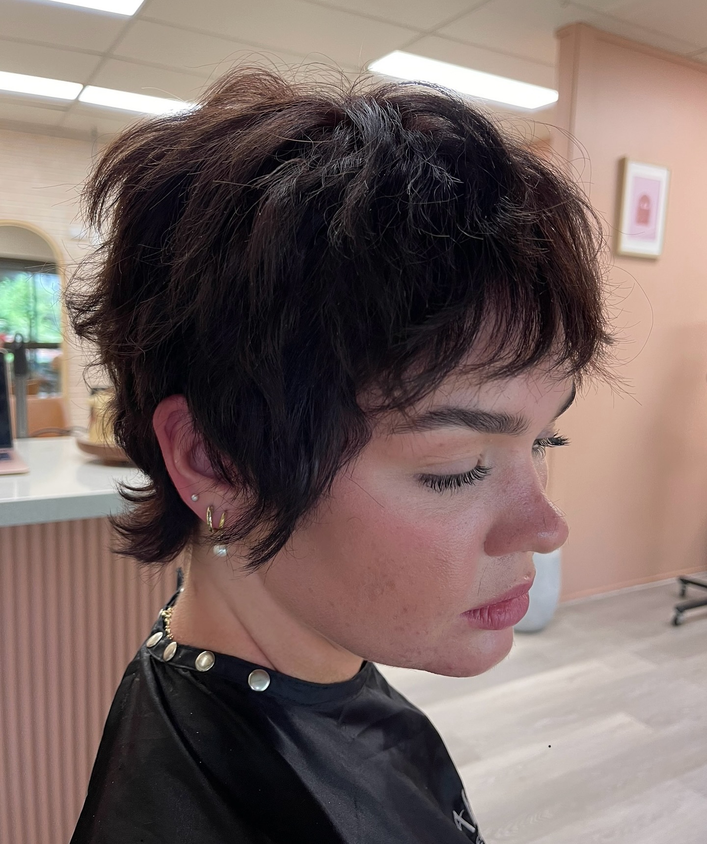 Choppy Textured Funky Pixie with Subtle Brown Highlights