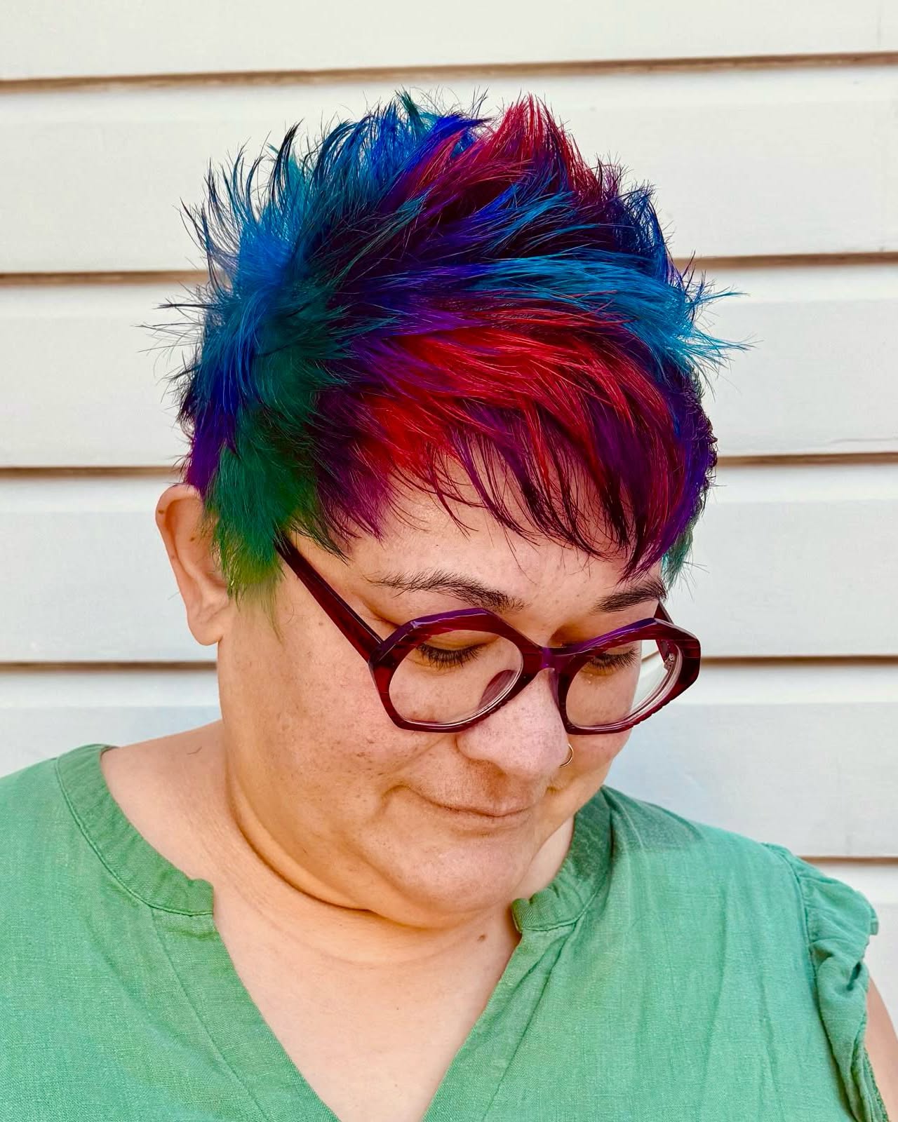 Dynamic Textured Funky Pixie with Multi-Colored Highlights